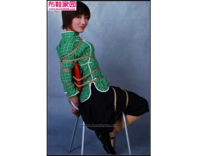  绿色格子古装高跟布鞋捆绑-第十组10P 