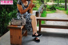  平底黑平绒布鞋6P 